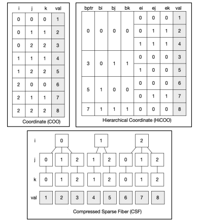 Figure 2.8: Sparse Tensor Formats